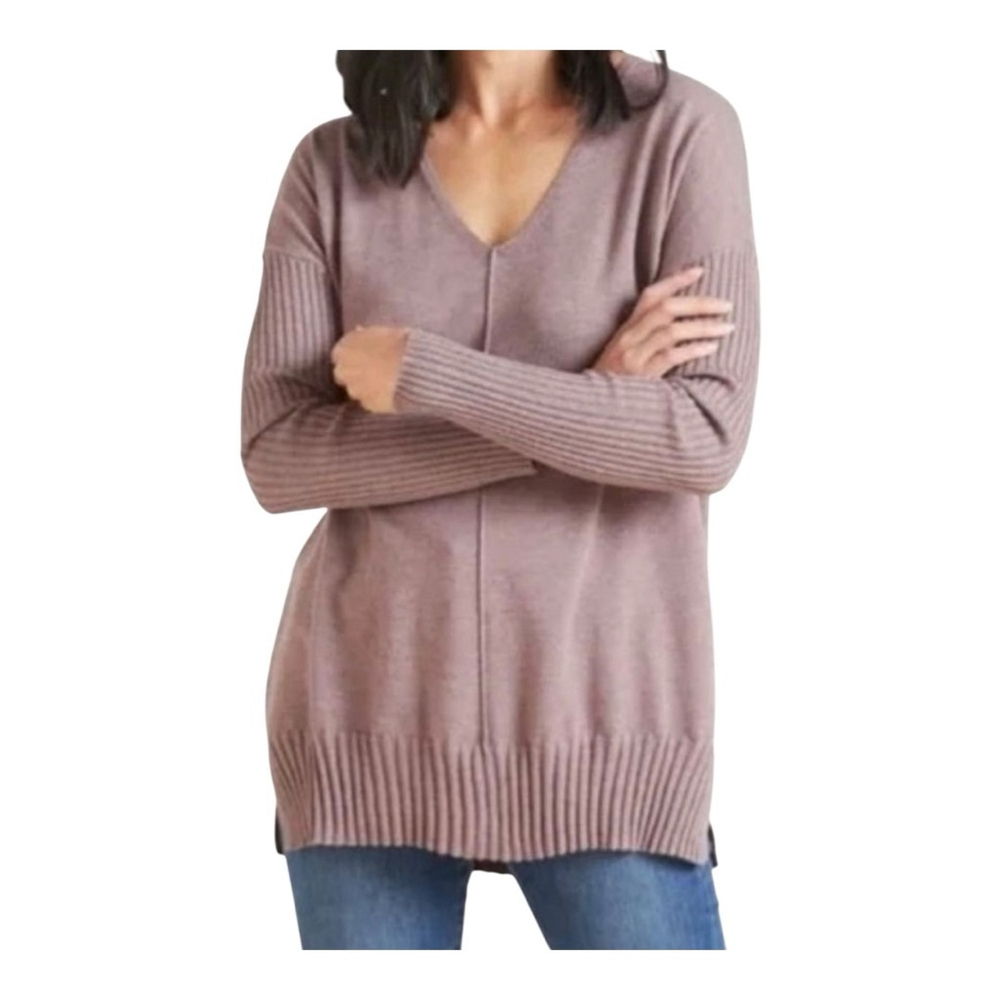 Evereve Everly Sweater Size XS Mauve V-Neck Long Sleeve
